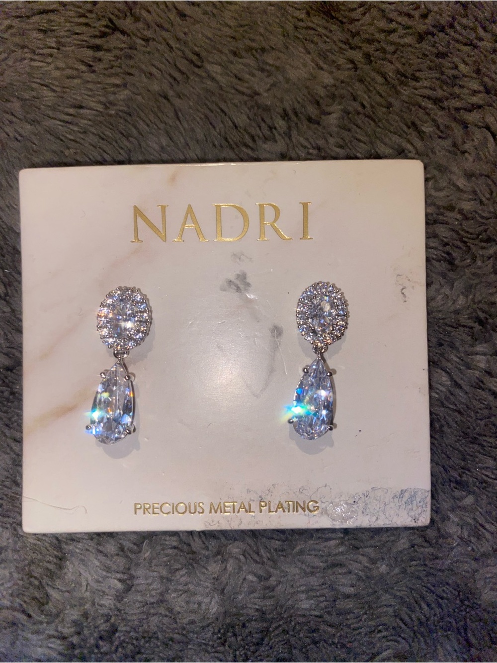 Nadri Silver-Tone Clear Crystal Drop Earrings